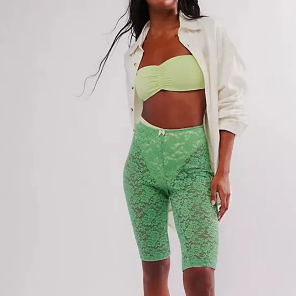 NEW Intimately Free People All Day Lace Capris green M - Picture 3 of 9
